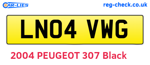 LN04VWG are the vehicle registration plates.