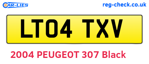 LT04TXV are the vehicle registration plates.
