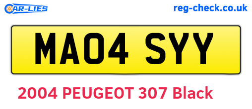 MA04SYY are the vehicle registration plates.