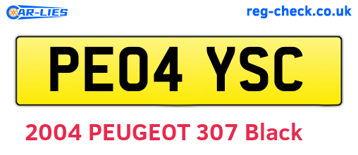 PE04YSC are the vehicle registration plates.