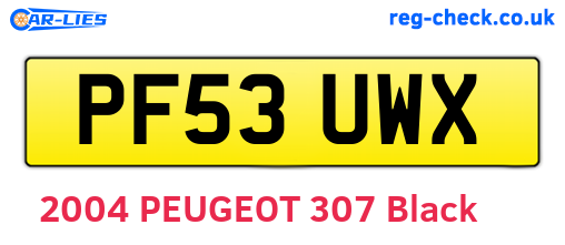 PF53UWX are the vehicle registration plates.