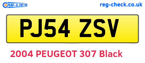 PJ54ZSV are the vehicle registration plates.