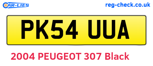 PK54UUA are the vehicle registration plates.