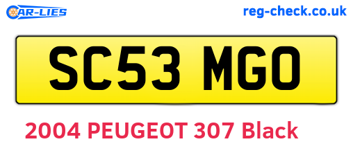 SC53MGO are the vehicle registration plates.