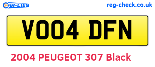 VO04DFN are the vehicle registration plates.