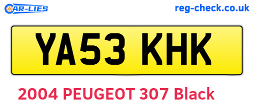 YA53KHK are the vehicle registration plates.
