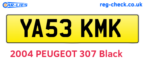 YA53KMK are the vehicle registration plates.