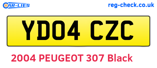 YD04CZC are the vehicle registration plates.