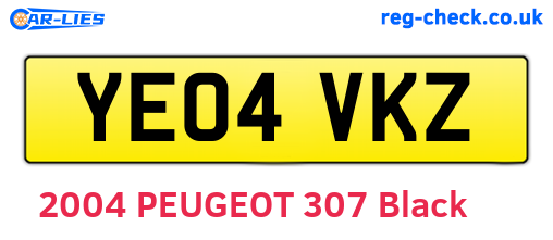 YE04VKZ are the vehicle registration plates.