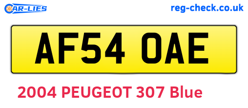 AF54OAE are the vehicle registration plates.