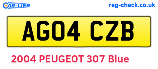 AG04CZB are the vehicle registration plates.