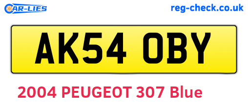 AK54OBY are the vehicle registration plates.