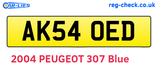 AK54OED are the vehicle registration plates.