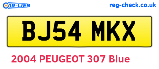 BJ54MKX are the vehicle registration plates.