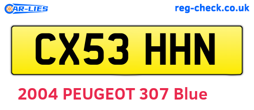 CX53HHN are the vehicle registration plates.