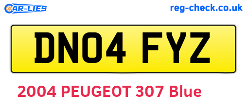 DN04FYZ are the vehicle registration plates.