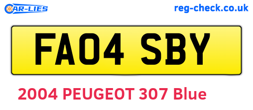 FA04SBY are the vehicle registration plates.