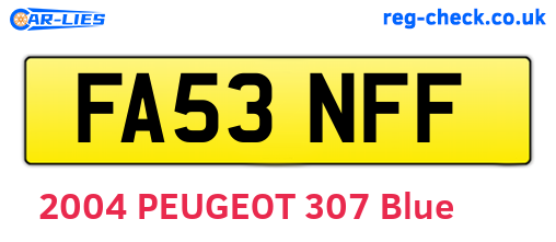FA53NFF are the vehicle registration plates.
