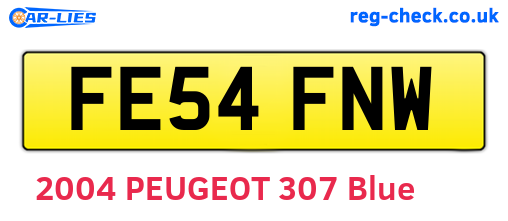 FE54FNW are the vehicle registration plates.
