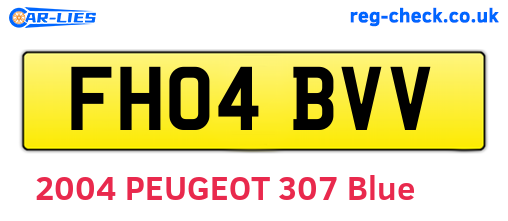 FH04BVV are the vehicle registration plates.