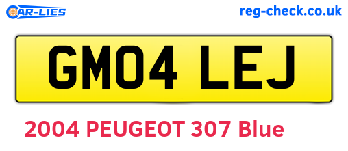 GM04LEJ are the vehicle registration plates.