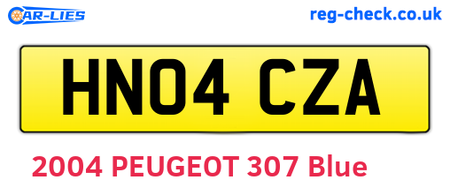 HN04CZA are the vehicle registration plates.