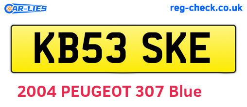 KB53SKE are the vehicle registration plates.