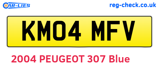 KM04MFV are the vehicle registration plates.