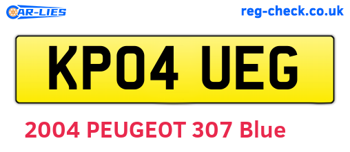 KP04UEG are the vehicle registration plates.