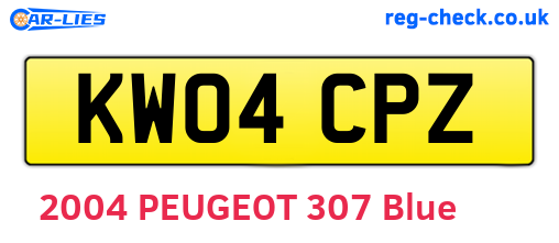 KW04CPZ are the vehicle registration plates.