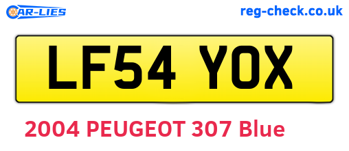 LF54YOX are the vehicle registration plates.