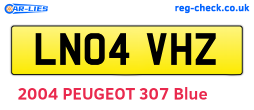 LN04VHZ are the vehicle registration plates.