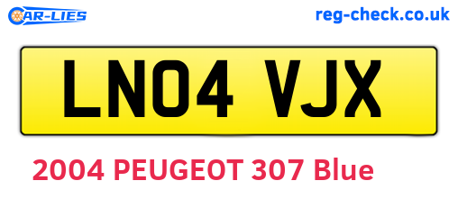 LN04VJX are the vehicle registration plates.