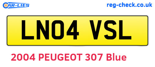 LN04VSL are the vehicle registration plates.