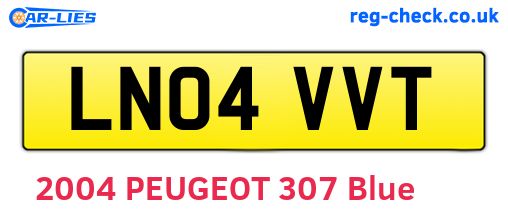 LN04VVT are the vehicle registration plates.