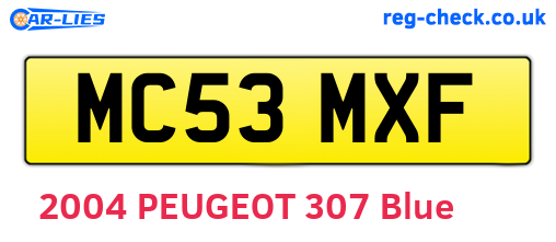 MC53MXF are the vehicle registration plates.