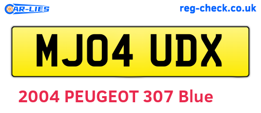 MJ04UDX are the vehicle registration plates.