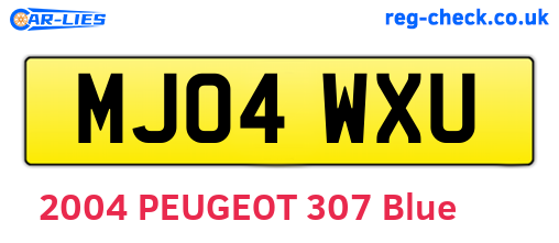 MJ04WXU are the vehicle registration plates.