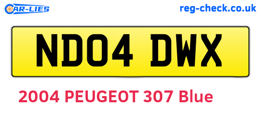 ND04DWX are the vehicle registration plates.