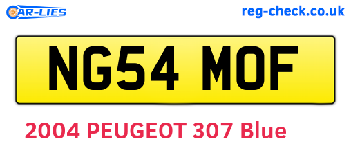 NG54MOF are the vehicle registration plates.