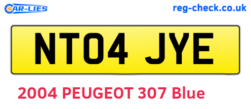 NT04JYE are the vehicle registration plates.