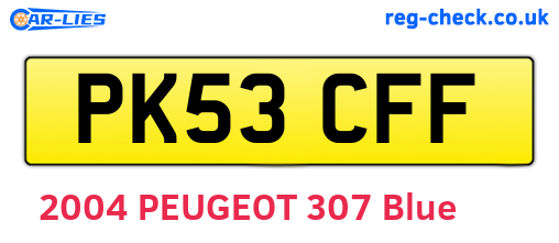 PK53CFF are the vehicle registration plates.
