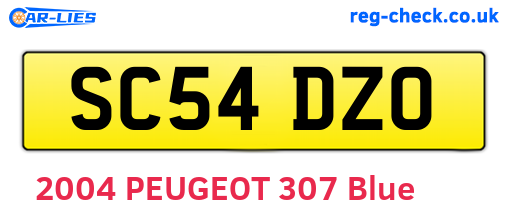 SC54DZO are the vehicle registration plates.