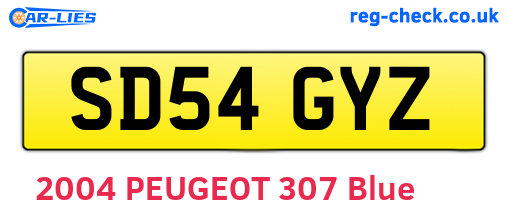 SD54GYZ are the vehicle registration plates.