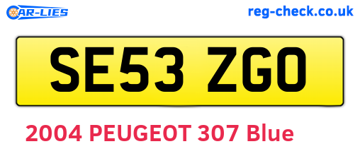 SE53ZGO are the vehicle registration plates.