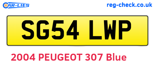 SG54LWP are the vehicle registration plates.