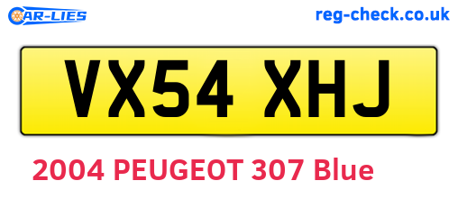 VX54XHJ are the vehicle registration plates.