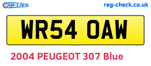 WR54OAW are the vehicle registration plates.