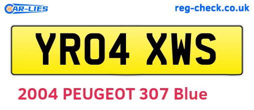 YR04XWS are the vehicle registration plates.
