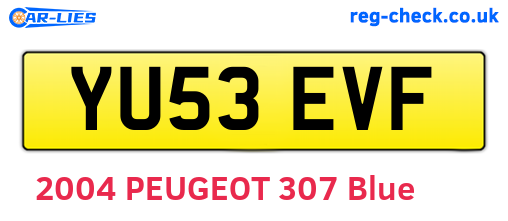 YU53EVF are the vehicle registration plates.